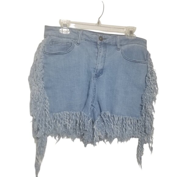 Women's Stretch Denim Fringe Western Shorts Sz 11 - Picture 1 of 6
